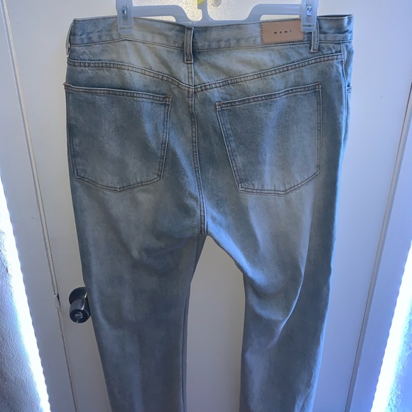 D184 MNML SKELETON DENIM BLUE AND WHITE JEANS WORN ONCE - Picture 3 of 4